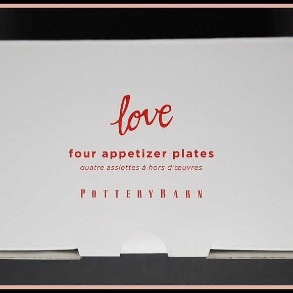 NEW Pottery Barn Set of 4 Watercolor Heart Shaped Stoneware Appetizer Plates - Picture 5 of 5